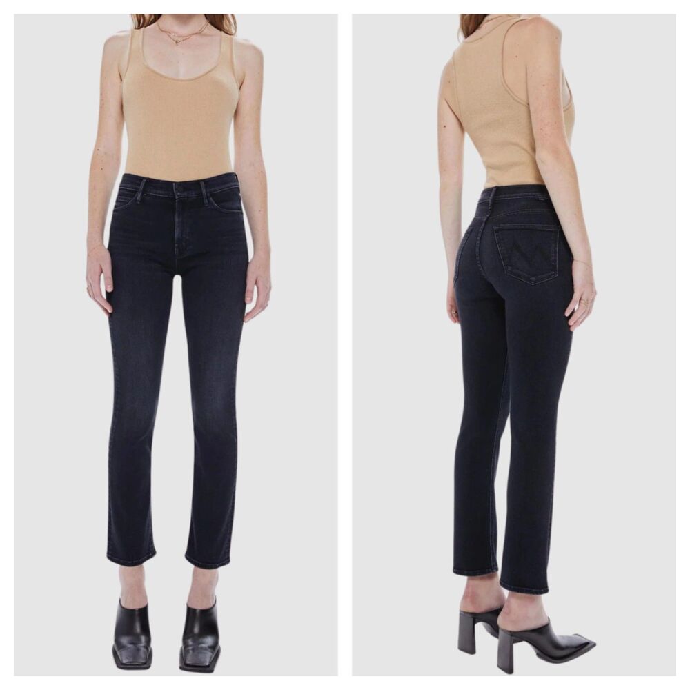 MOTHER Mid Rise Dazzler Ankle Jeans Women’s 27 Black Deep End Designer Denim